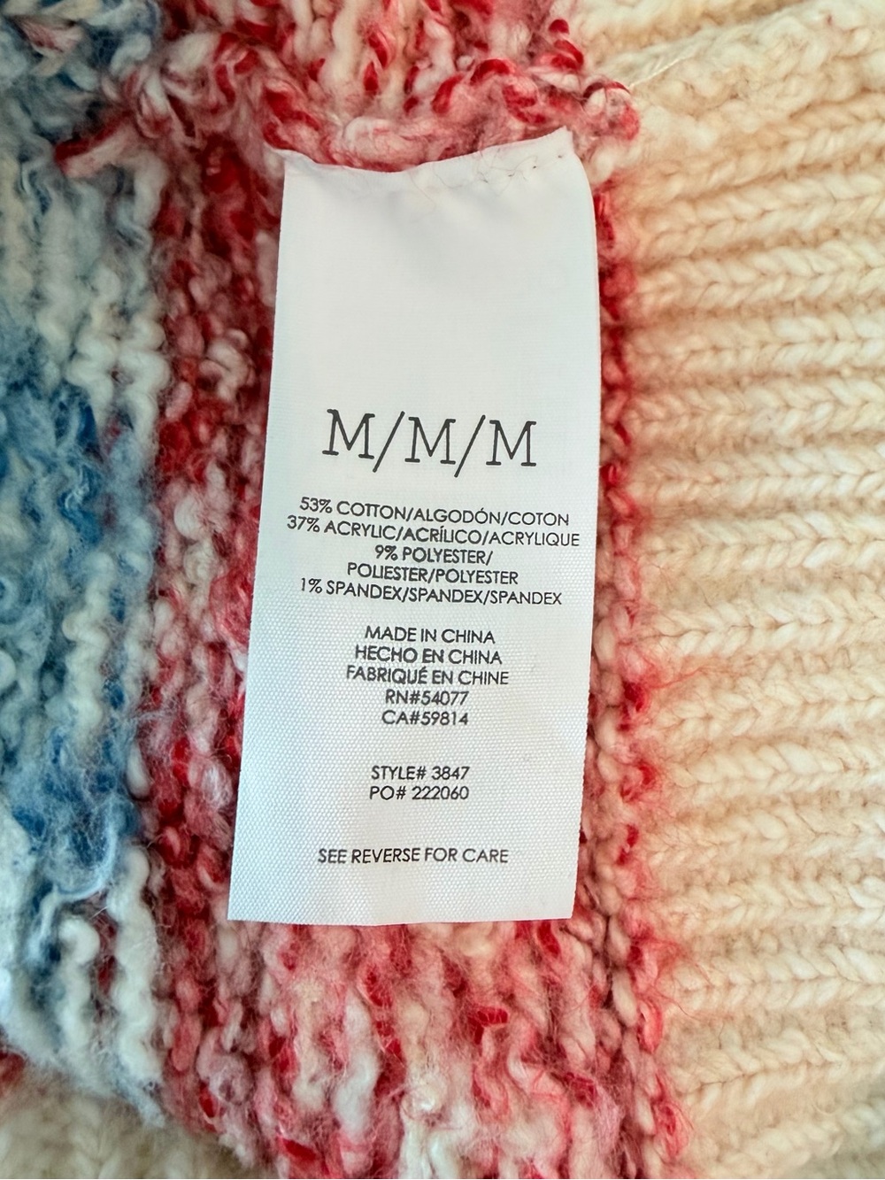 CAbi Cream, Red & Blue Fair Isle Zip Cardigan - size medium - Picture 6 of 7